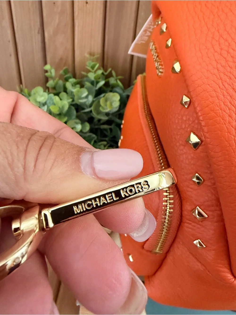 Michael Kors Orange Studded Mini Backpack Convertible Crossbody Bag, NWT